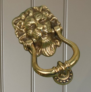 Lions Head Door Knocker - Brass